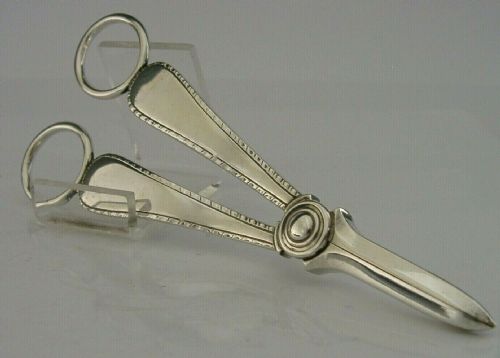 Mint English Solid Sterling Silver Grape Scissors Shears 1935 Antique 78g