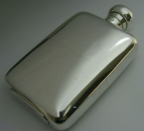 Super English Sterling Silver Hip Spirit Flask 1918 Hunting Riding Shooting 264g