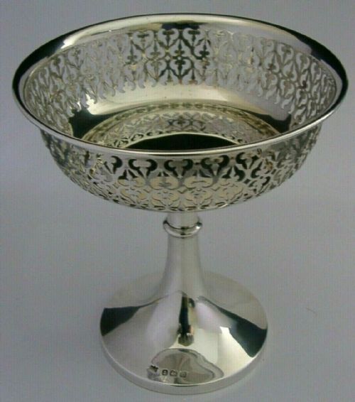 English Art Nouveau Solid Sterling Silver Pedestal Bowl Tazza Stand 1911 310g