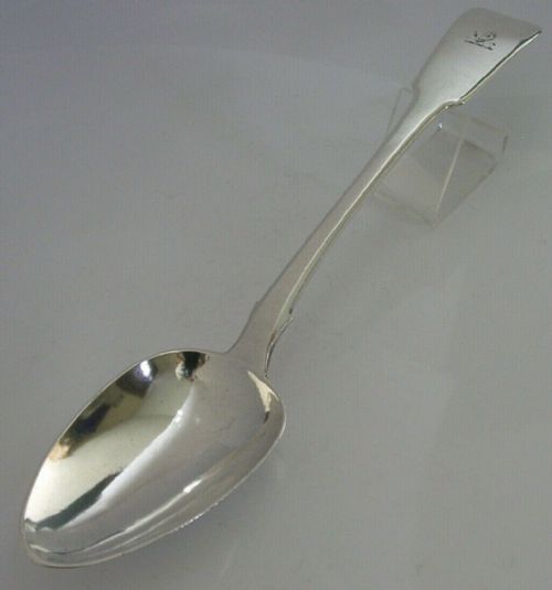 Very Rare Irish Blunden Family Crested Sterling Silver Basting Spoon 1822 142g