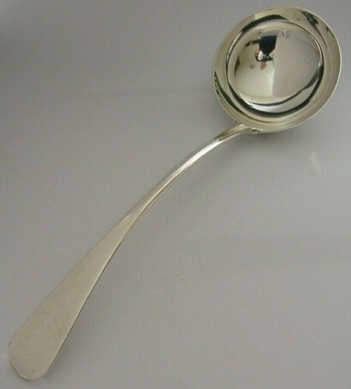 Large Heavy 214g Old English Pttern Solid Sterling Silver Serving Ladle 1914