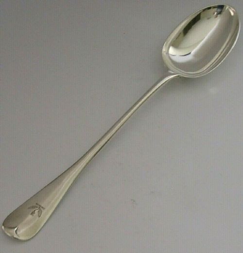 Rat Tail Sterling Silver Dobree Family Crest Basting Spoon 1887 Antique 152g