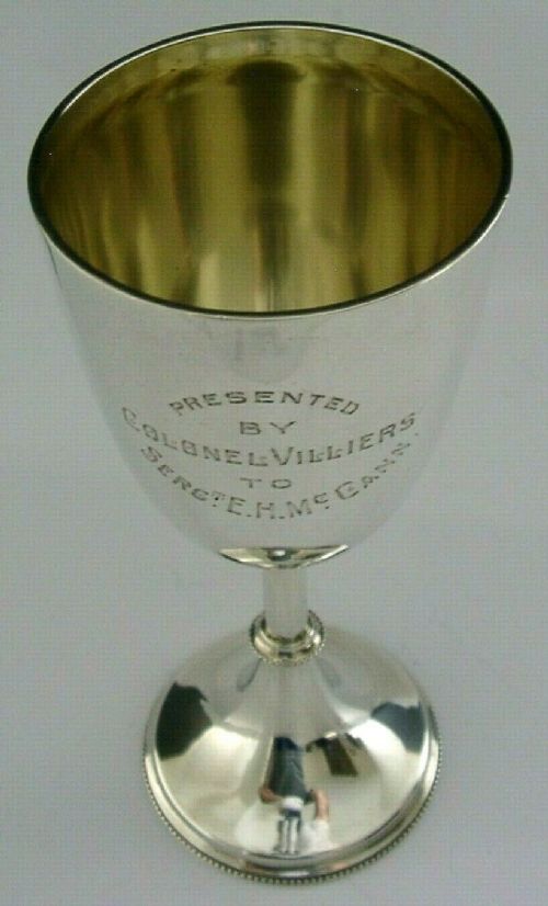 Rare Sterling Silver Presentation Military Goblet Cup 1911 166g Horse Guards ?