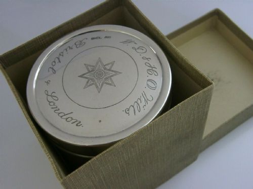 Rare English Boxed Sterling Silver Star Cigarette Box Canister 1931 Antique 114g