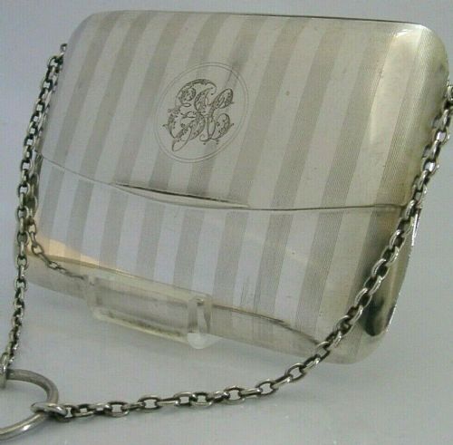 Novelty Sterling Silver Art Deco Card Case Sprung Envelope Style 1912 Antique