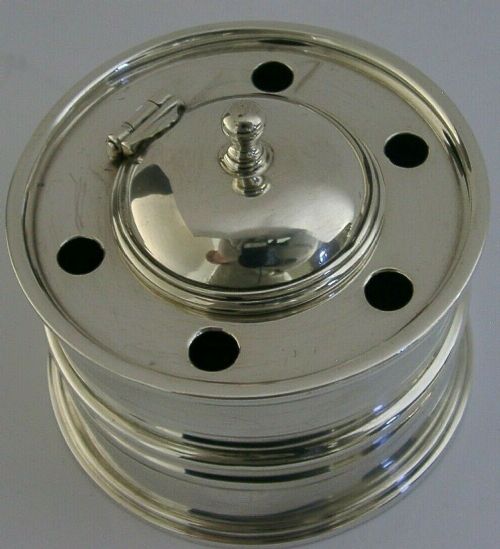 Victorian Sterling Silver Desk Inkwell & Dip Pen Holder 1897 Antique 126g