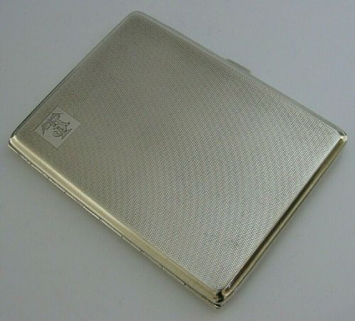Heavy 184g English Sterling Silver Engine Turned Cigarette Case 1927 Antique