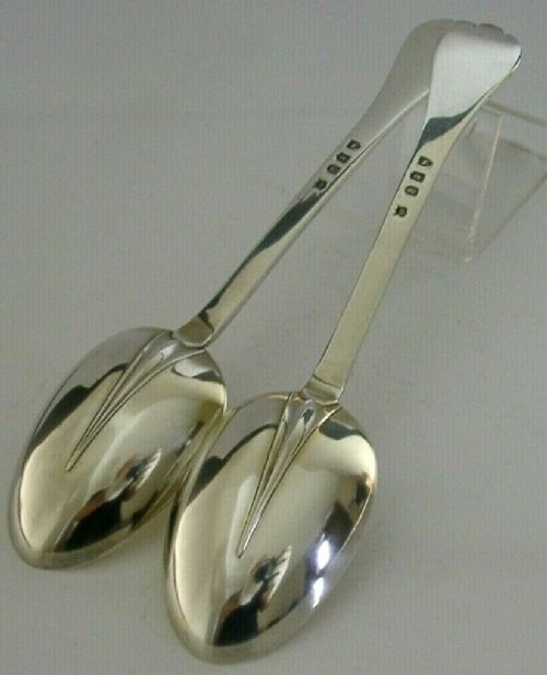 Rare Britannia Sterling Silver Serving Spoons Rat Tail Trefid 1893 Victorian 126