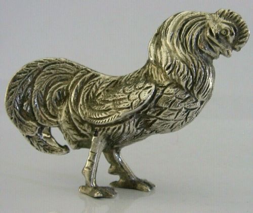 Heavy 120g German Solid Silver Cockerel Rooster Chicken Animal Figure C1950