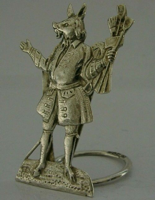 Rare English Sterling Silver Winchester Trusty Servant Menu Holder 1904 Antique