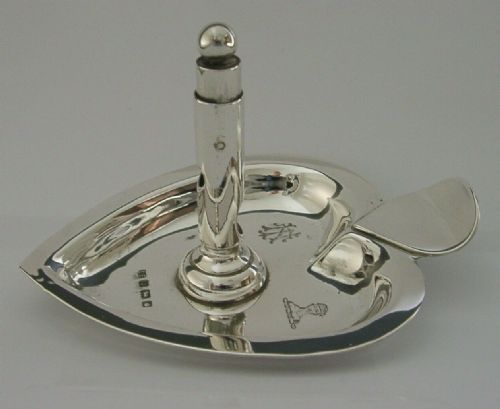 Rare English Sterling Silver Combination Cigar Cutter Ashtray 1903 Love Heart