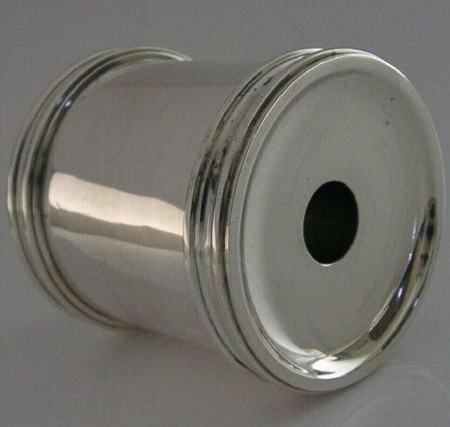 Quality Heavy 134g Solid Sterling Silver Drum Inkwell Comyns 1933 Desk Antique