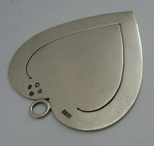 Rare English Victorian Solid Sterling Silver Love Heart Bookmark 1875 Antique