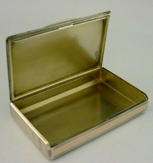 Quality Art Deco Solid Silver & Rose Gold Box C1940s Antique Art Deco 144g