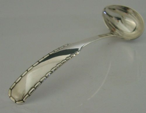 Georg Jensen Sterling Silver Rope Pattern Sauce Cream Ladle 1931 Danish Antique