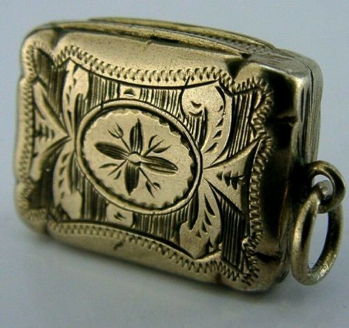 Rare English Victorian Solid Sterling Silver Gilt Vinaigrette Box 1884 Antique