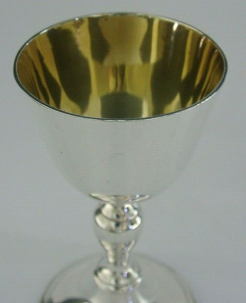 Good Size English Solid Sterling Silver Wine Goblet Chalice 1918 Barware 116g
