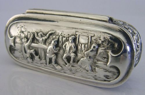 Beautiful Dutch Solid Silver Snuff Trinket Box C1910 Antique