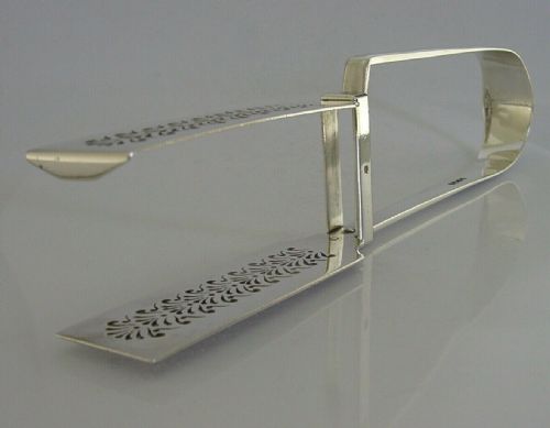 Large Mint Georgian Solid Sterling Silver Serving Tongs 1824 Heavy 176g Antique