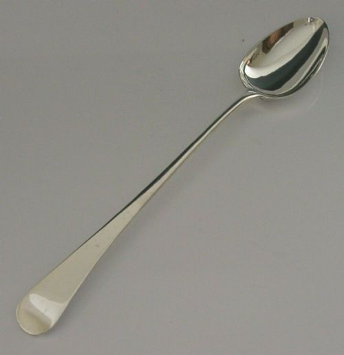 Rare Incused Duty English Solid Sterling Silver Basting Spoon 1785 Antique 100g