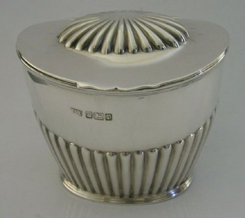 Edwardian English Solid Sterling Silver Tea Caddy Box 1907 Antique 186g
