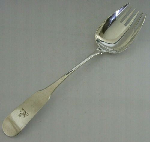Rare Irish Georgian Sterling Silver Crested Runcible Spoon 110g 1803 Antique
