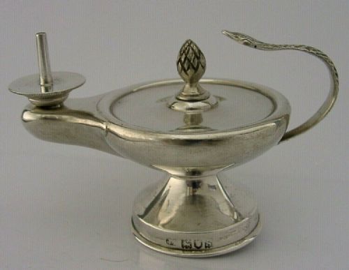 Solid Sterling Silver Snake Cigar Table Lighter 1913 Antique 112g