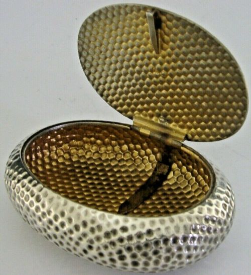 English Solid Sterling Silver Tobacco Box 1903 Plannished Arts & Crafts 78g