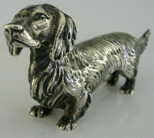 Superb Quality English Silver Plated Dachshund Dog Figure C1950s 420g