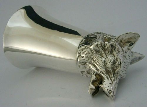 English Silver Plated Fox Head Stirrup Cup C1960s Antique 334g Fox Hunting