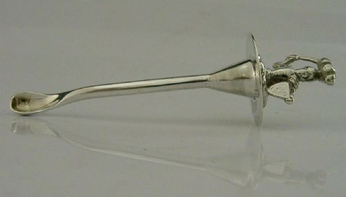 Rare Victorian Sterling Silver Knight Cayenne Laudanum Spoon 1899 Antique
