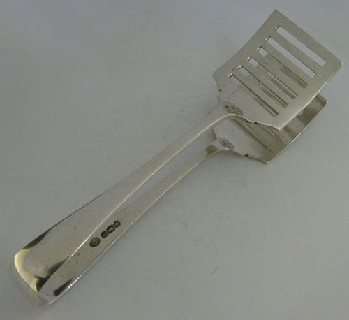 Heavy English Solid Sterling Silver Sandwich Serving Tongs 1937 Antique 138g