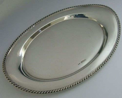 Heavy English Solid Sterling Silver Tea Pot Stand Tray Dish 1949 Stylish 196g