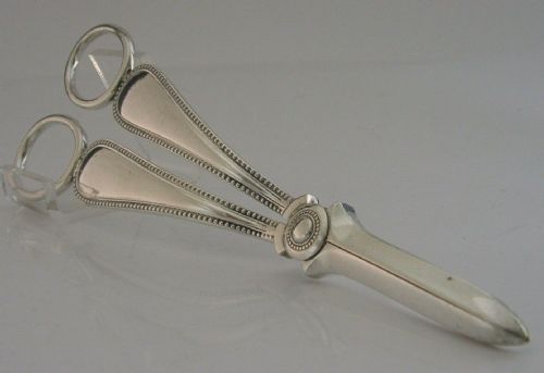Bead Pattern Edwardian Sterling Silver Grape Scissors Shears 1906 Antique 112g
