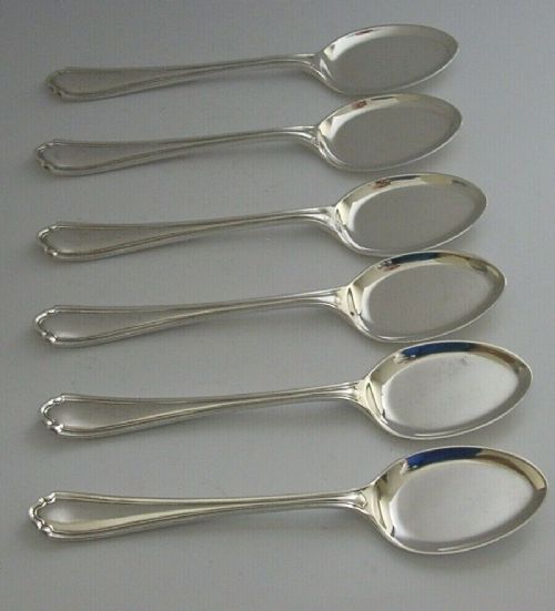 Rare Six English Sterling Silver Art Deco Ice Cream Spoons 1933 Antique 134g