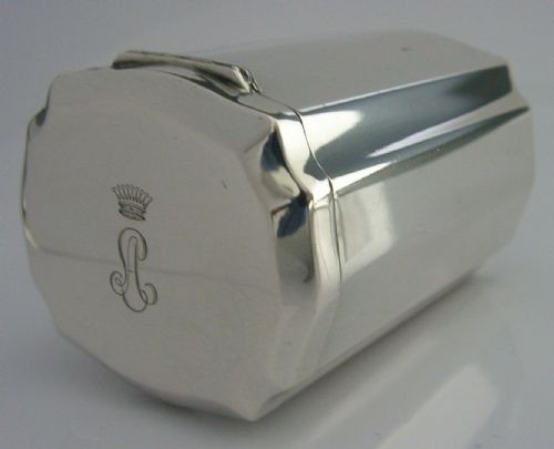 Italian Silver Tea Caddy Canister Box C1920 Antique Art Deco Count Crested