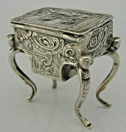 Rare Solid Sterling Silver Snuff Trinket Box C1900 Antique 46g Novelty