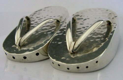 Novelty Japanese Solid Sterling Silver Shoes Salt & Pepper Pots C1920 Antique