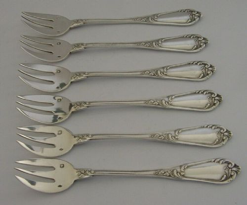 Rare French Solid Sterling Silver Oyster Forks C1890 Antique Henri Soufflot 126g