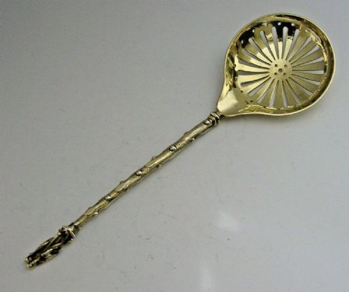 Stunning Large Victorian Sterling Silver Gilt Apostle Sifter Spoon 1865 Antique