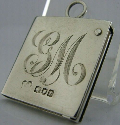 Rare English Edwardian Solid Sterling Silver Stamp Case 1902 Antique 14g
