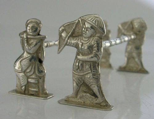 Unusual Chinese Export Solid Silver Cutlery Rests C1900 Antique