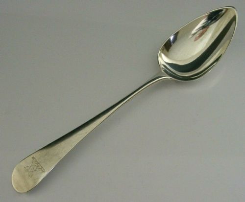 English Georgian Sterling Silver Dobson Family Crested Serving Spoon 1800