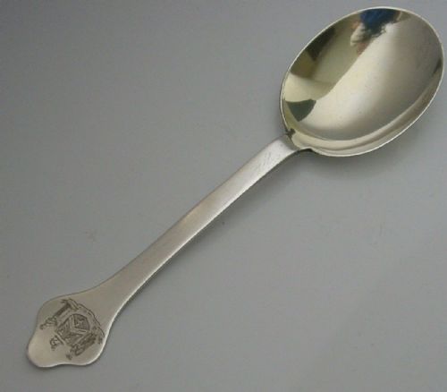 Large Solid Sterling Silver Worshipful Company of Frame Weavers Spoon 1923 54g