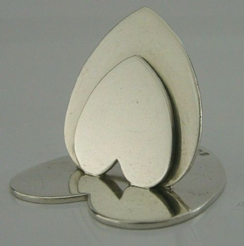 S Mordan Heavy 38g Sterling Silver Love Heart Place Menu Holder 1920
