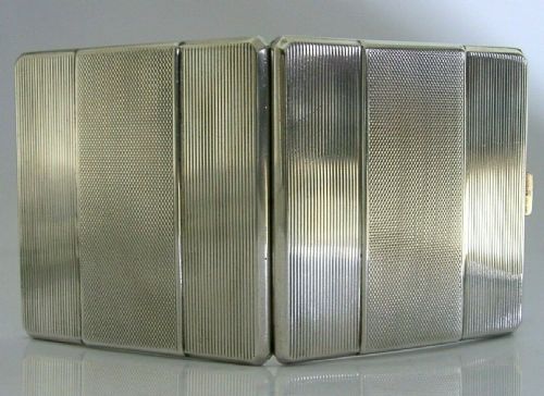 Super English Sterling Silver Cigarette Case 1934 Antique Art Deco 122g