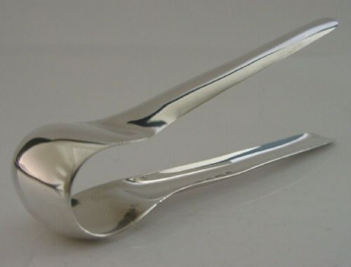 Rare English Solid Sterling Silver Asparagus Tongs 1902 Hukin & Heath