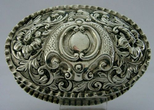 Large Victorian English Solid Sterling Silver Table Box 1892 Antique 82g