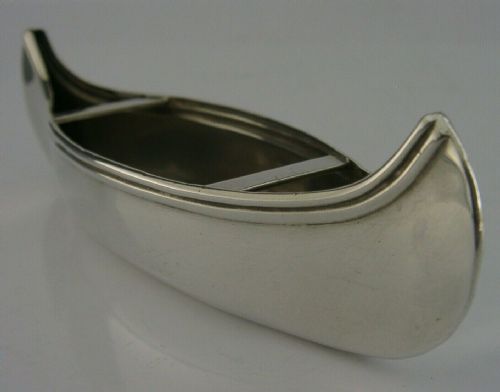 Novelty English Sterling Silver Canoe Boat Pin Cushion ? 1903 Chester