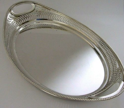 Superb Dutch Solid Silver Salver Drinks Bar Tray 1915 Antique 426g